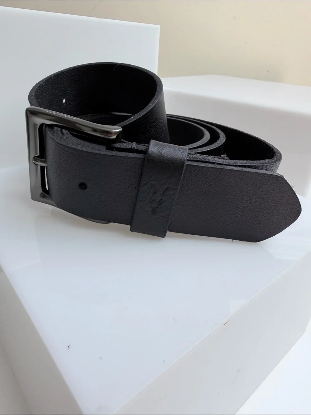 All Saints Men’s Black Leather Belt Size 40